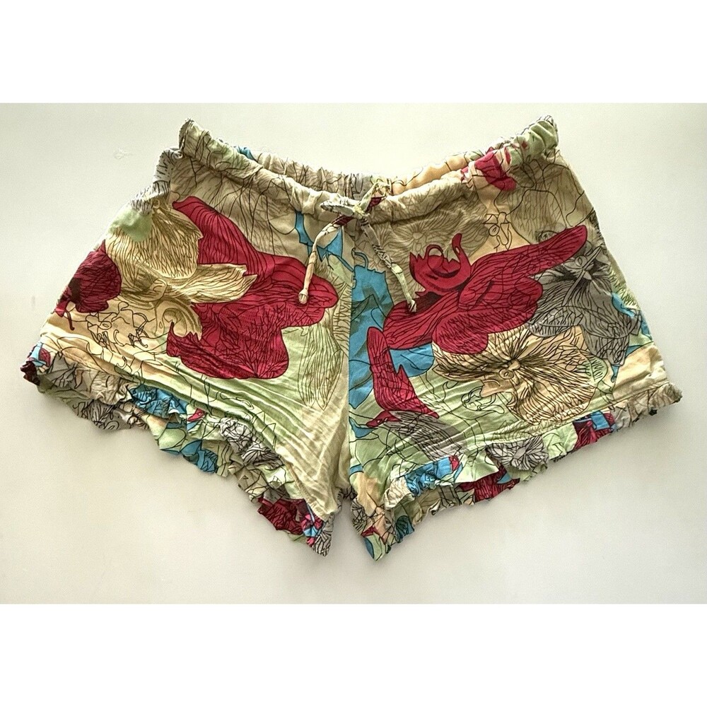 Sudara Punjammies Lounge Shorts Sz S Floral Ruffle Hem Drawstring
